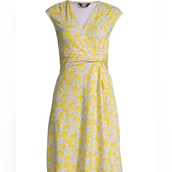 Lands' End Sun Yellow Lemon Plaid Cap Sleeve  Dress Size 1X - Picture 1 of 9